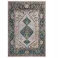 Flatwoven Washable Green Bordered Area Rug - Anton