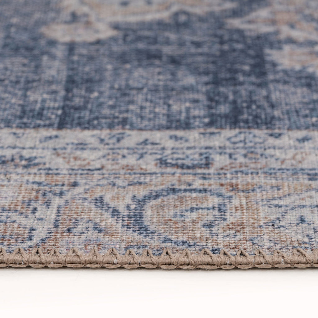Flatwoven Washable Denim Blue Area Rug - Ballina