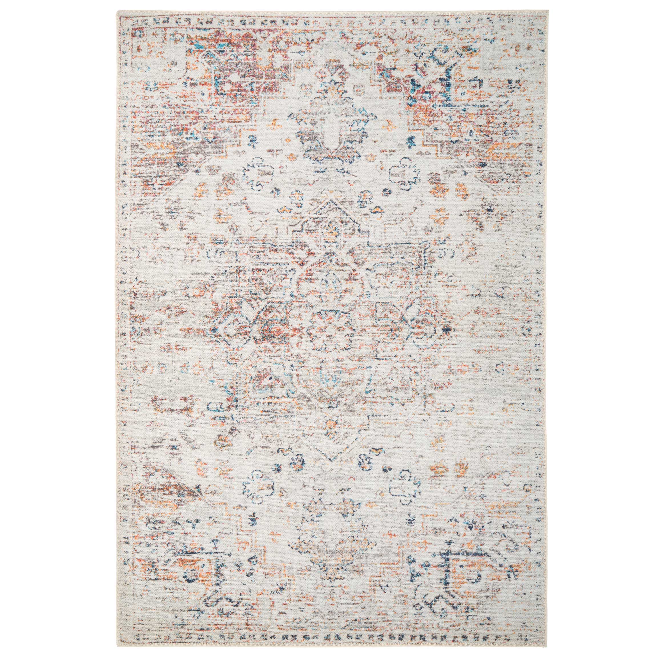 Flatwoven Washable Distressed Multicolour Area Rug - Cecilia