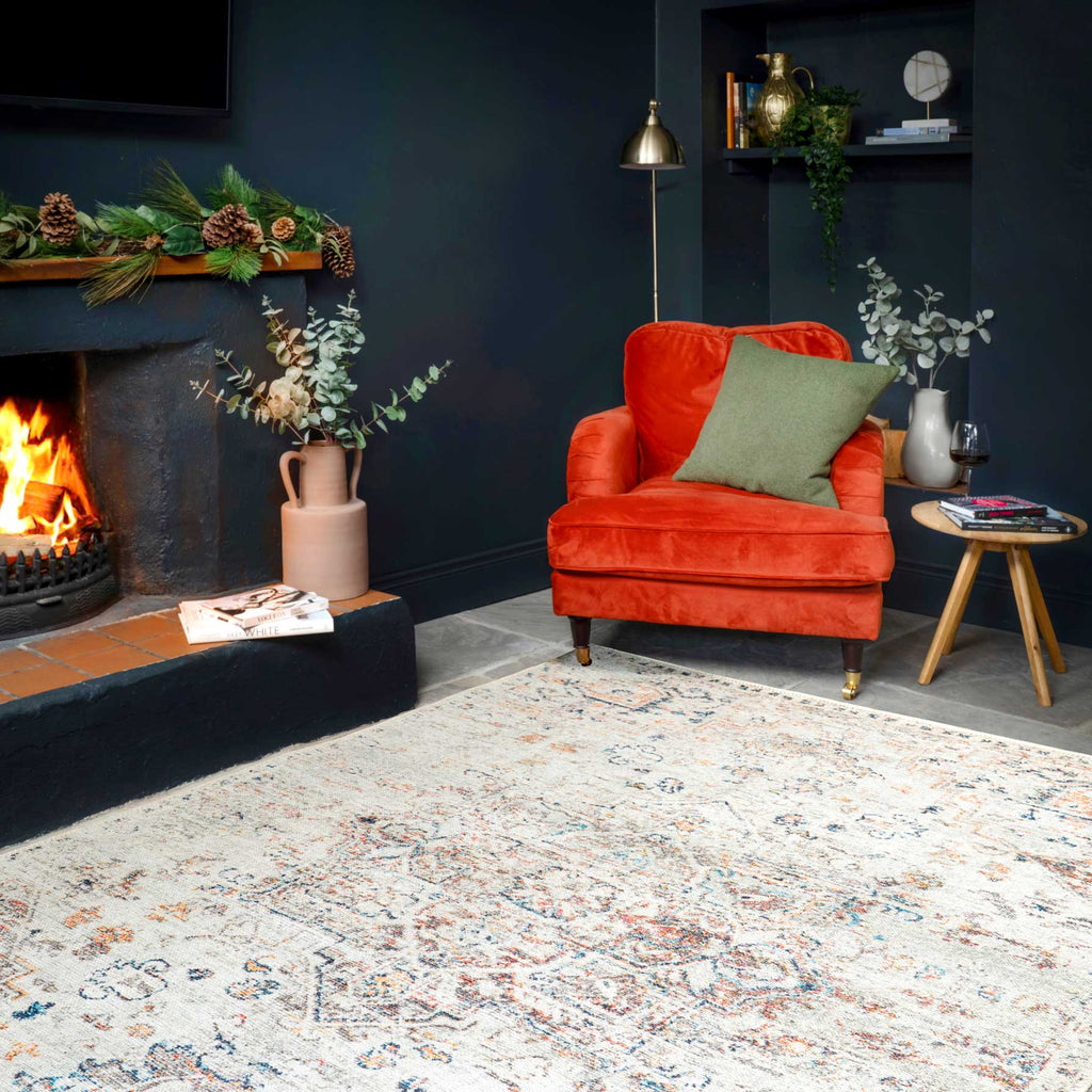 Flatwoven Washable Distressed Multicolour Area Rug - Cecilia