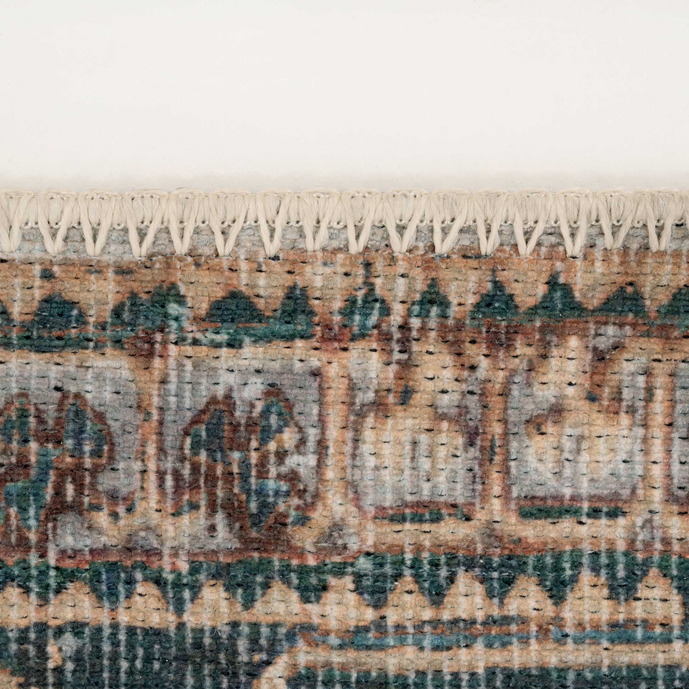 Flatwoven Washable Distressed Teal Runner - Cyrus