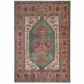 Flatwoven Washable Distressed Terracotta Green Boho Rug - Faro