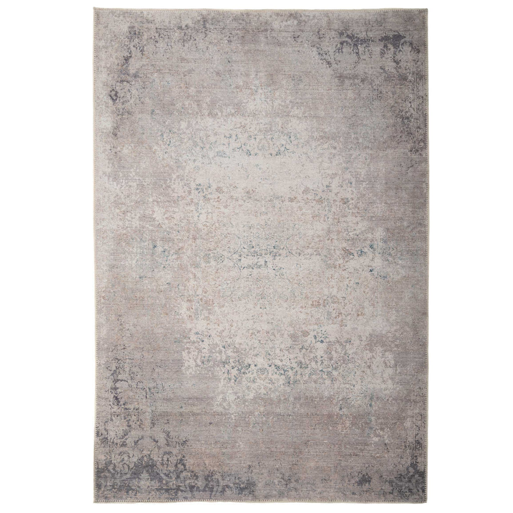 Flatwoven Washable Distressed Renaissance Grey Beige Rug - Fleur