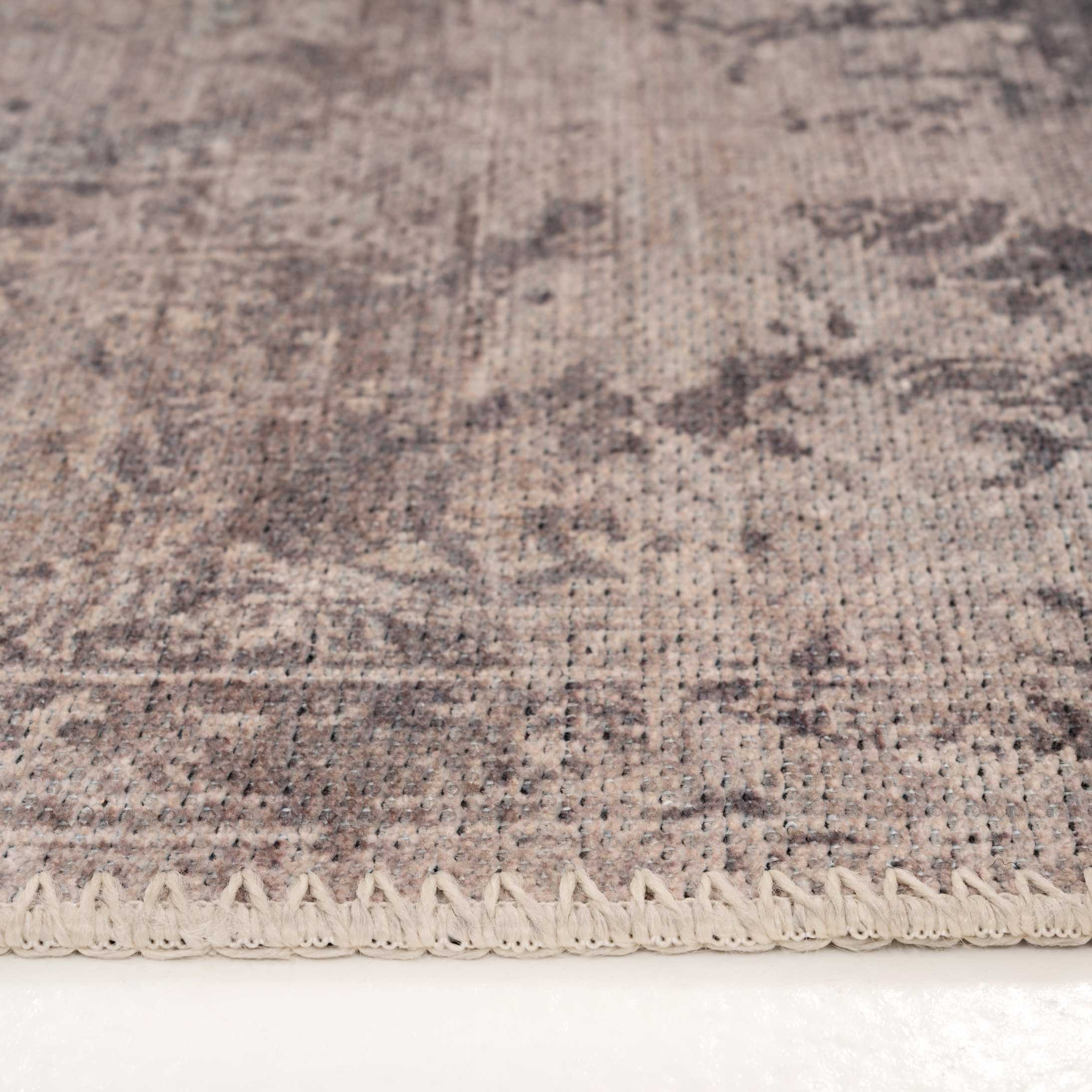 Flatwoven Washable Distressed Renaissance Grey Beige Runner - Fleur