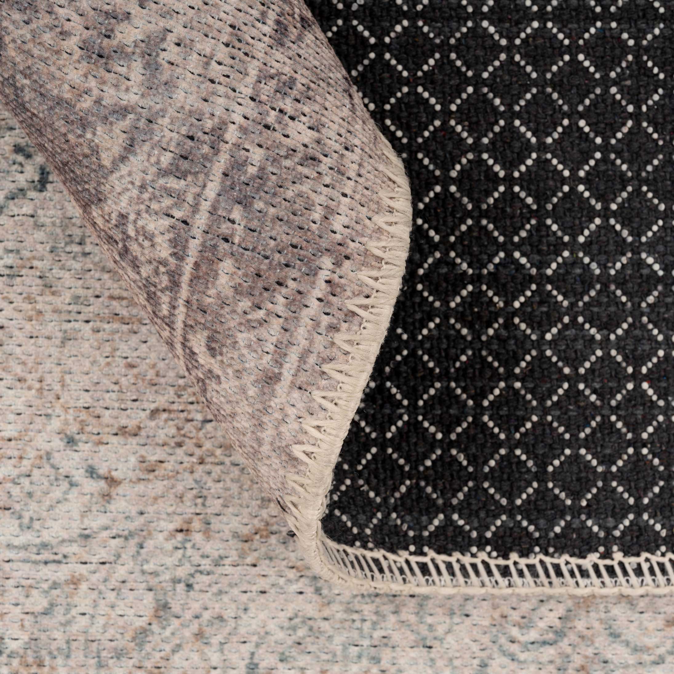Flatwoven Washable Distressed Renaissance Grey Beige Runner - Fleur