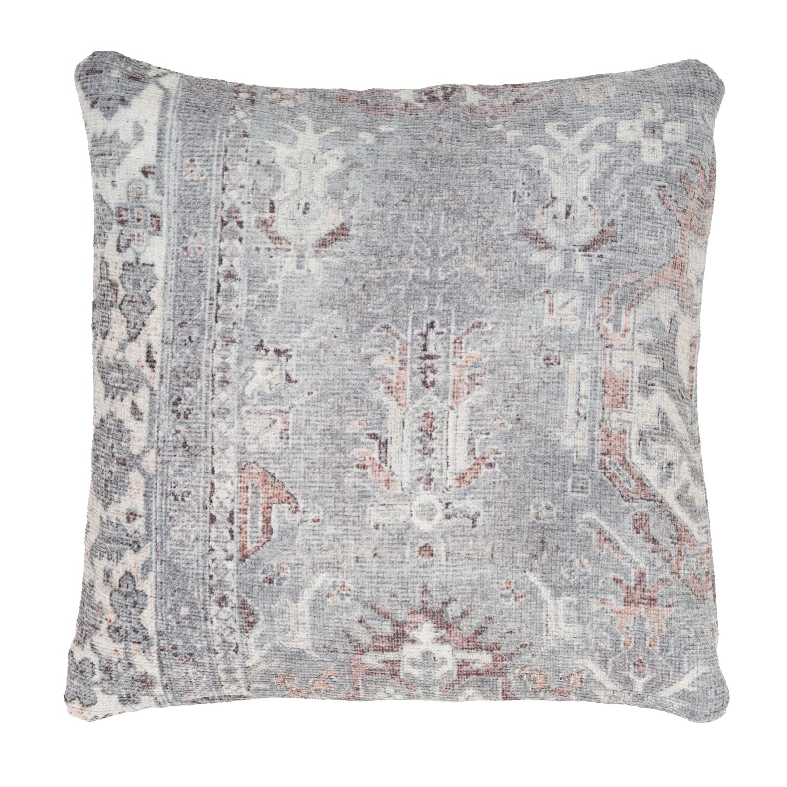 Flatwoven Washable Distressed Grey Bordered Rug - Grand