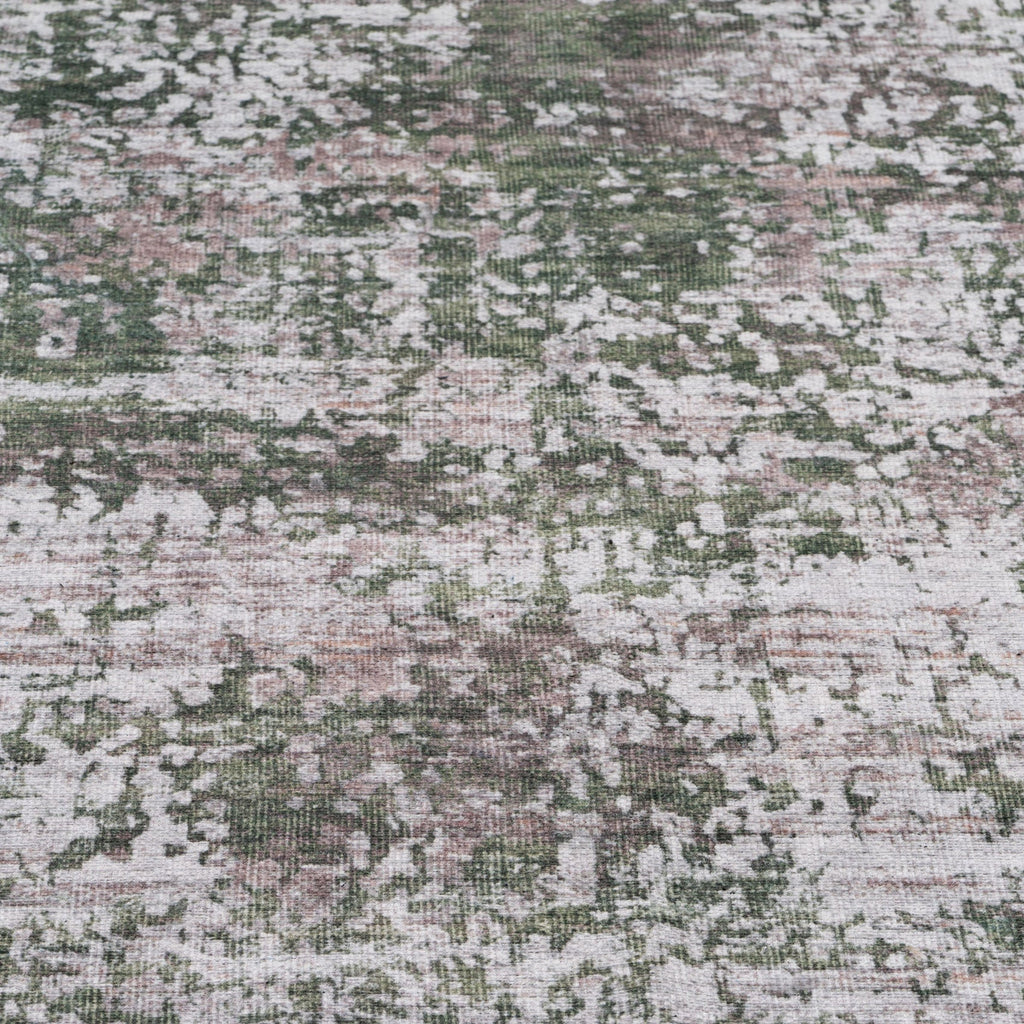 Flatwoven Washable Distressed Green Rug - Kale