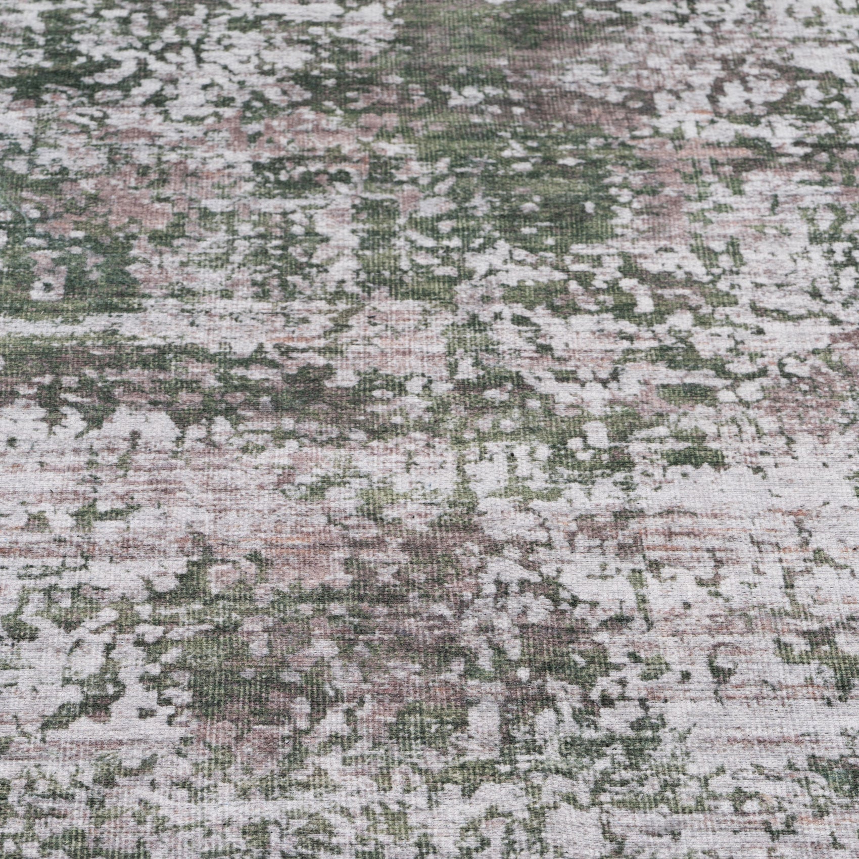 Flatwoven Washable Distressed Green Rug - Kale