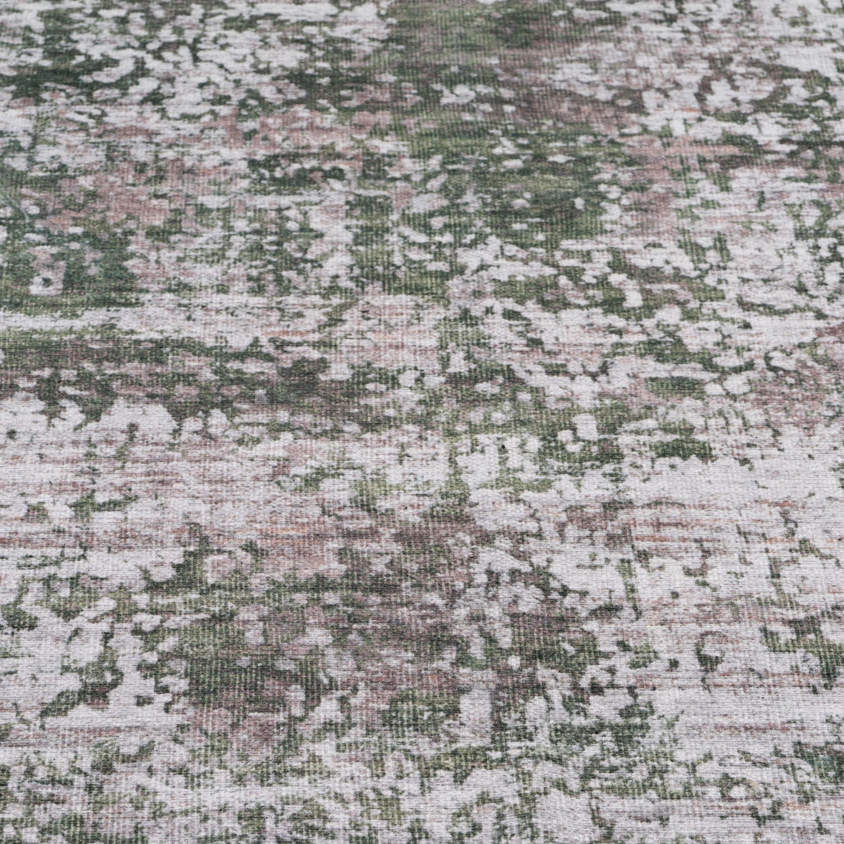 Flatwoven Washable Distressed Green Runner - Kale