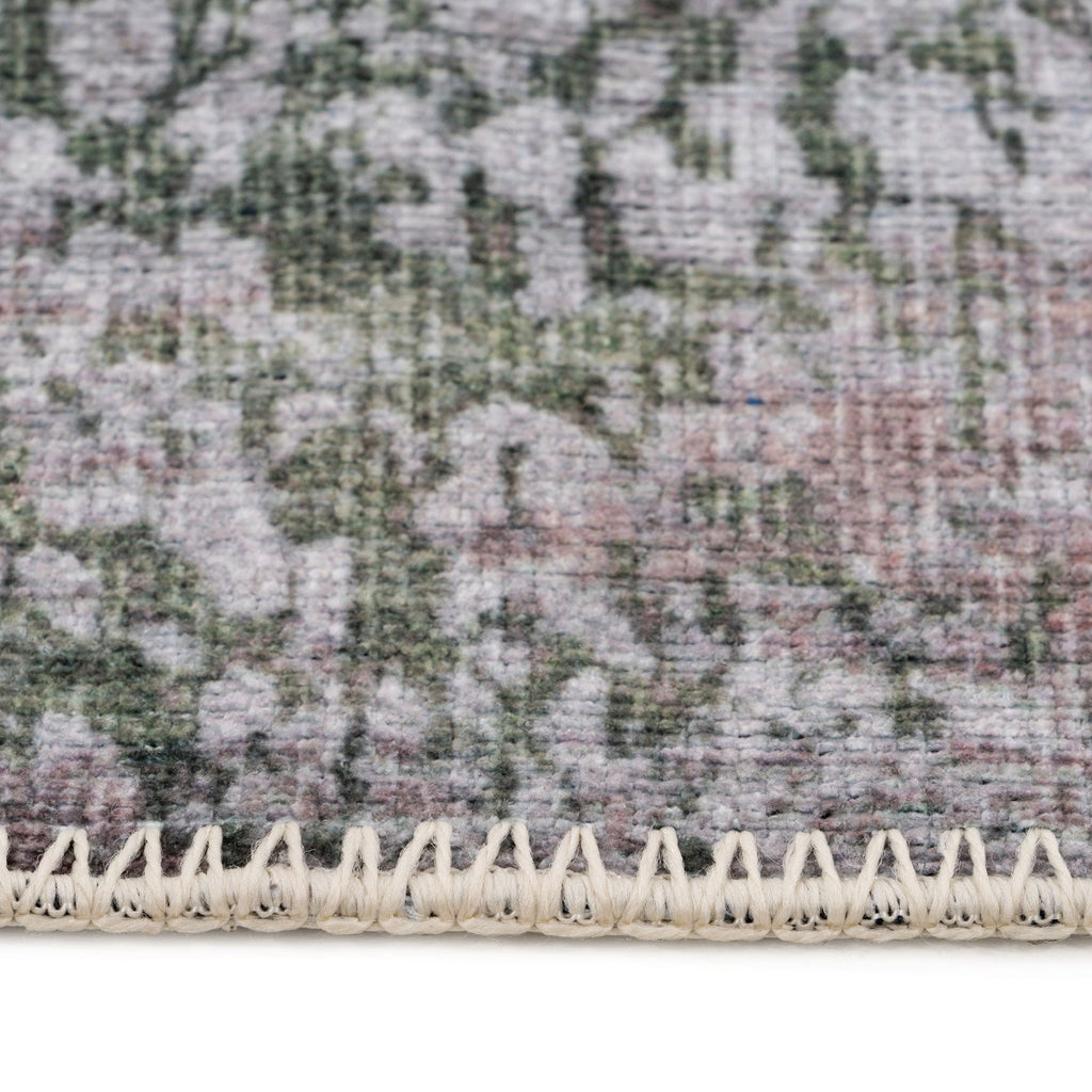 Flatwoven Washable Distressed Green Rug - Kale