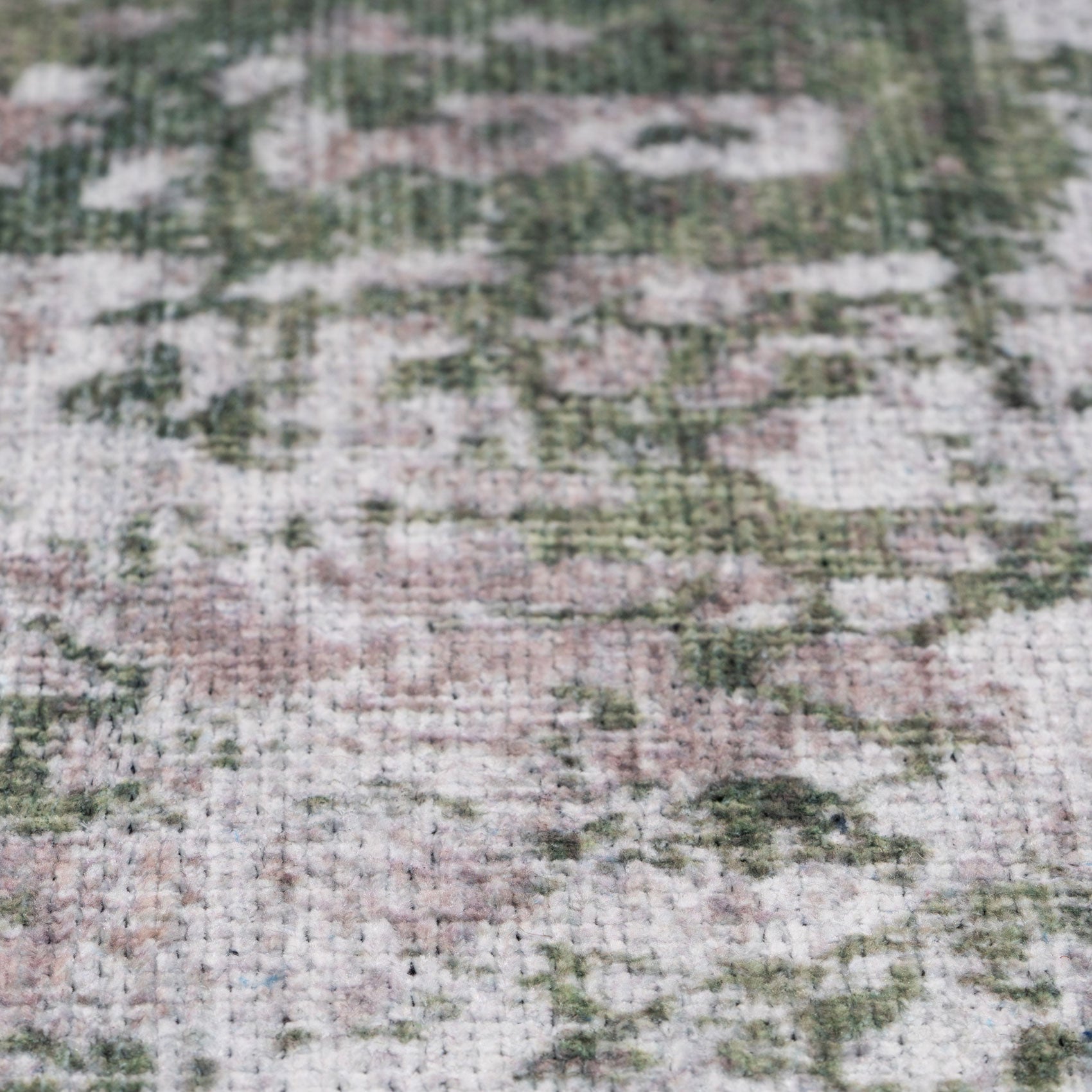 Flatwoven Washable Distressed Green Rug - Kale