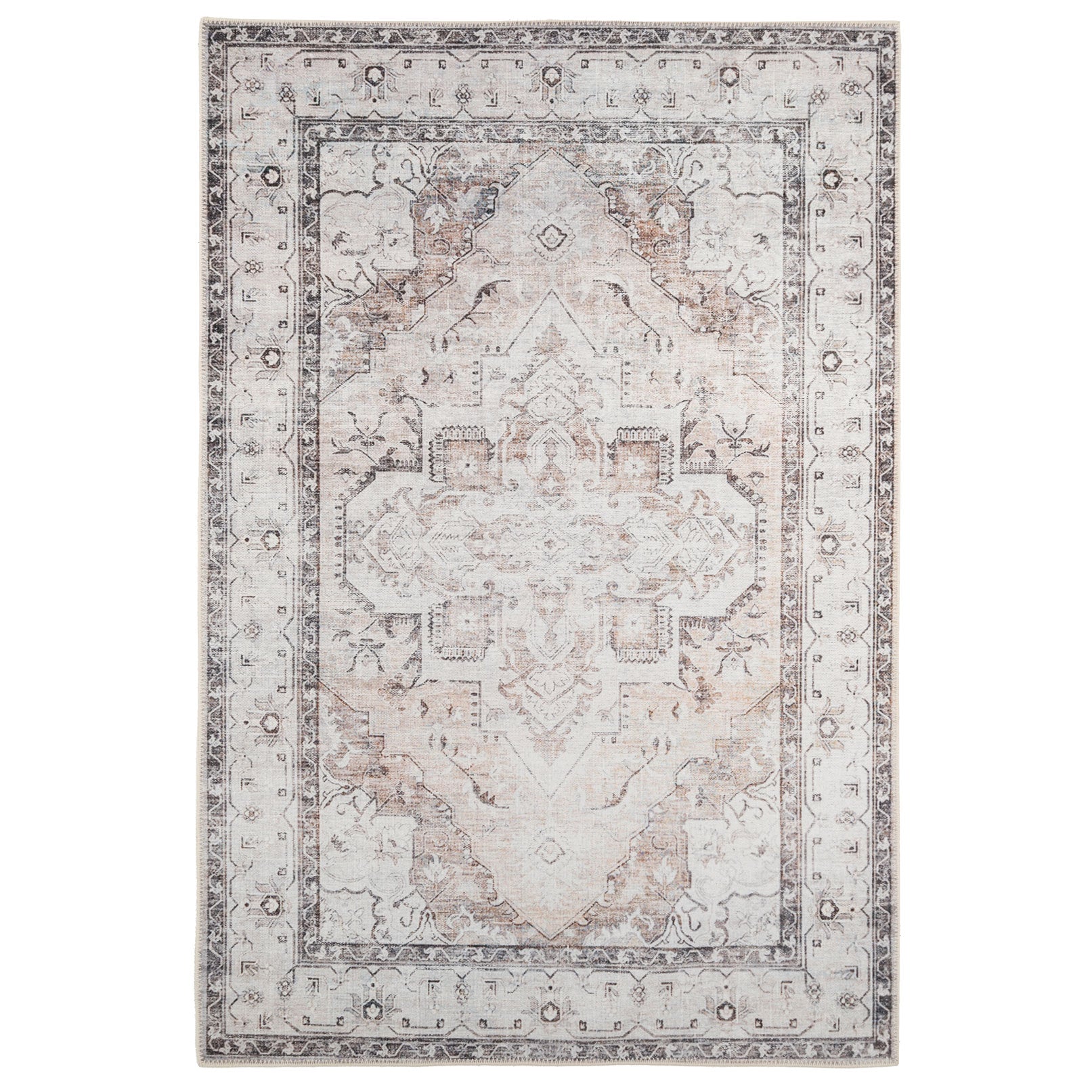 Flatwoven Washable Vintage Ivory Area Rug - Margot
