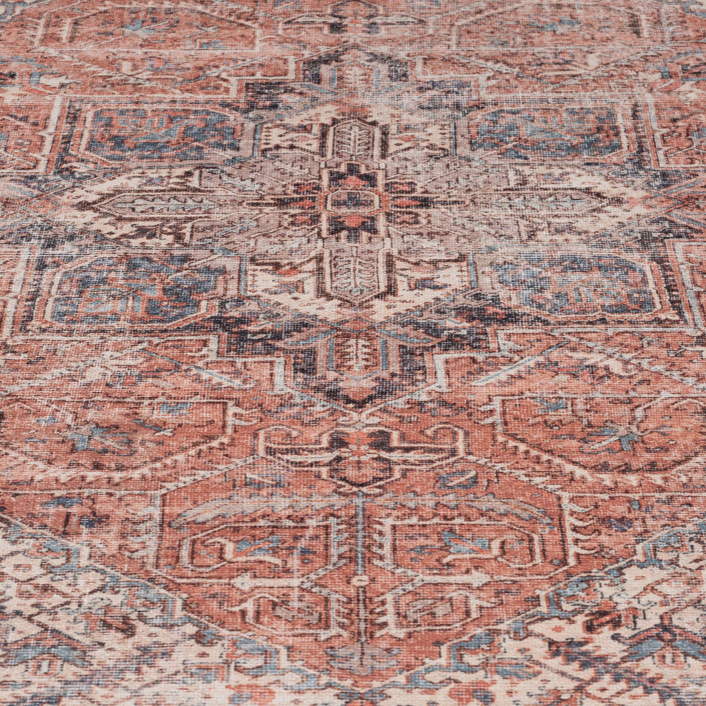 Flatwoven Washable Terracotta Medallion Area Rug - Neeve