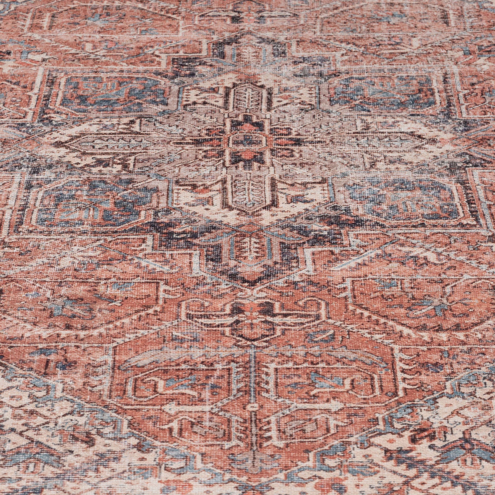 Flatwoven Washable Terracotta Medallion Area Rug - Neeve