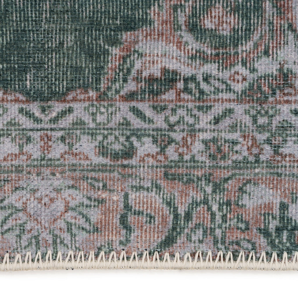 Flatwoven Washable Green Medallion Area Rug - Orion