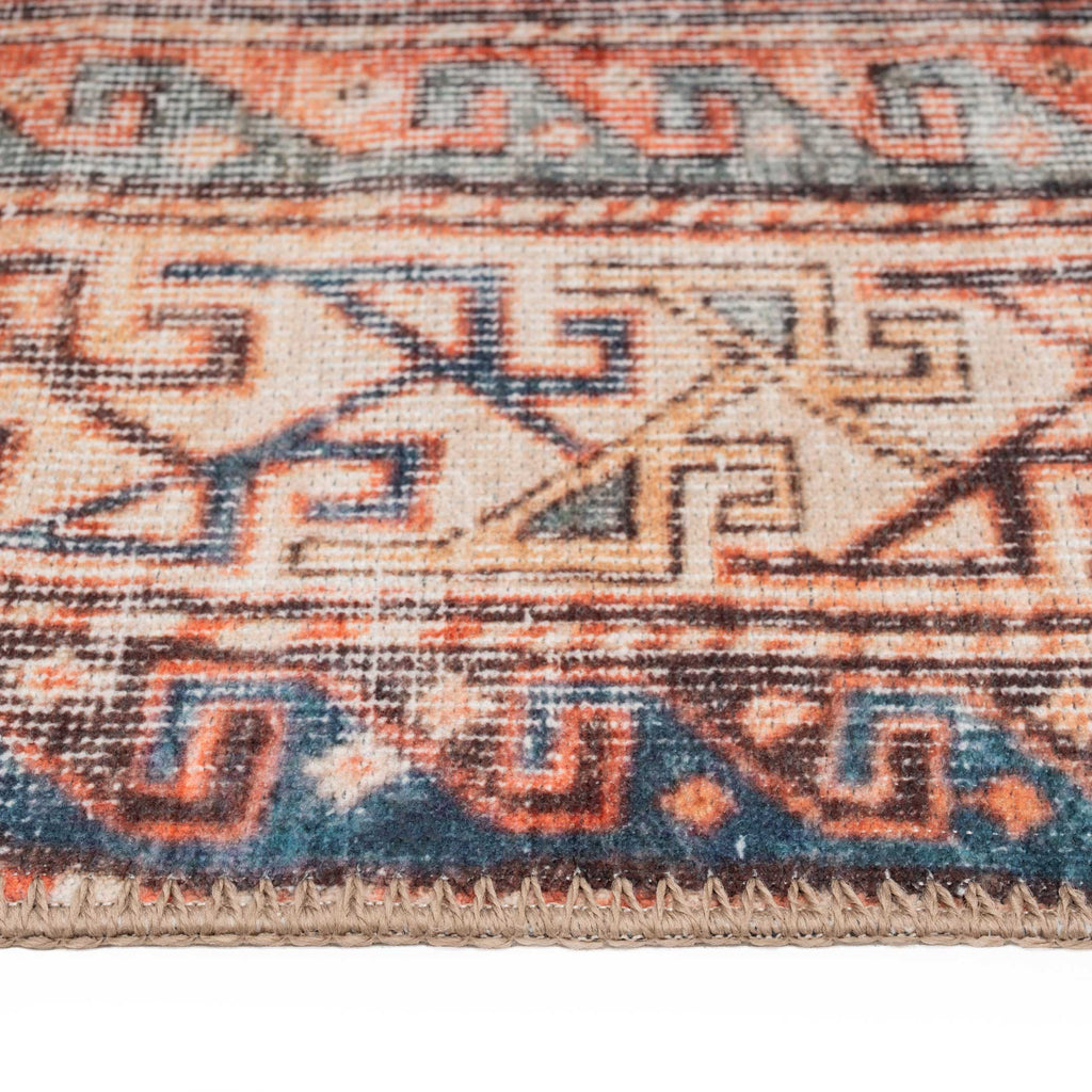 Flatwoven Washable Terracotta Distressed Circle Rug - Perla