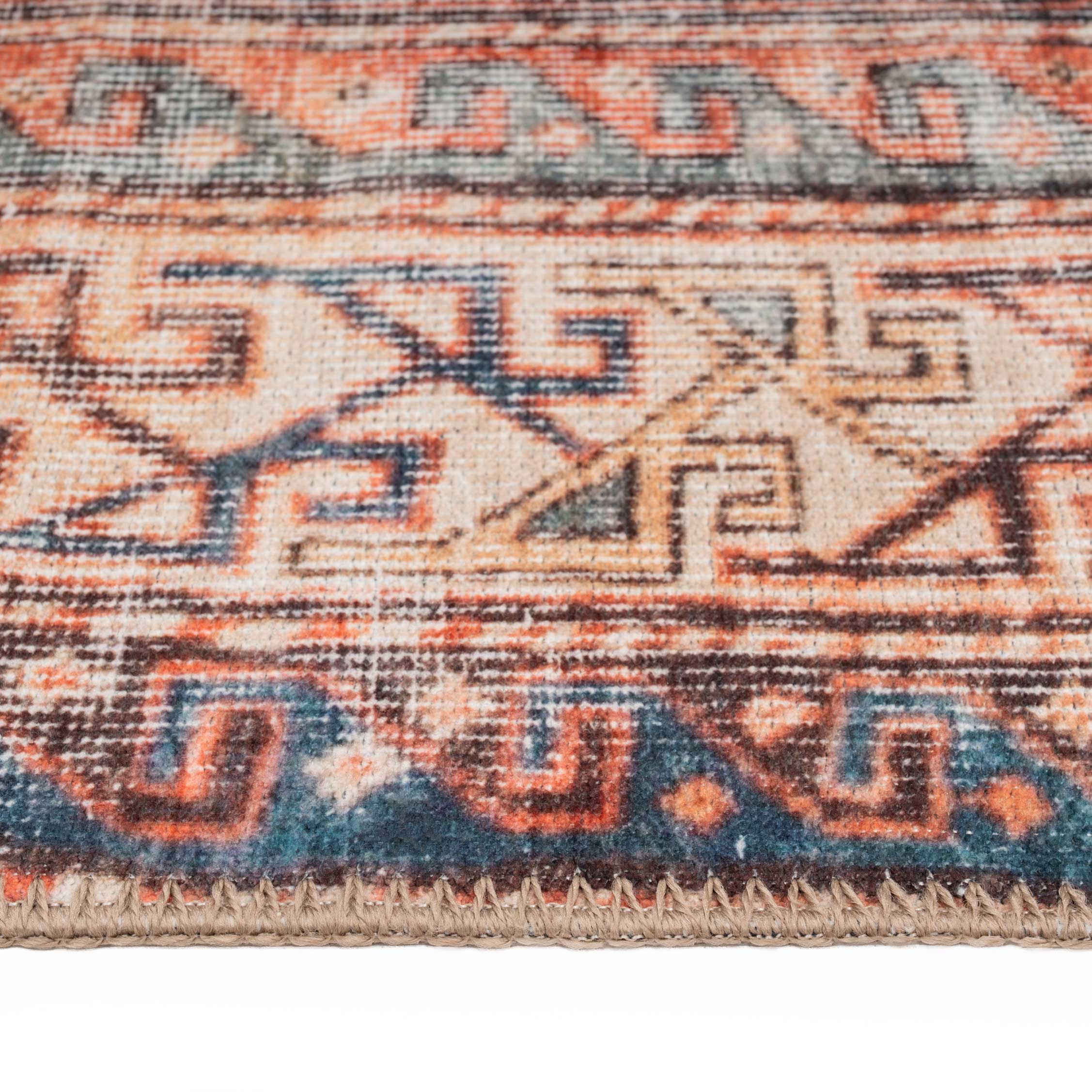 Flatwoven Washable Terracotta Distressed Circle Rug - Perla