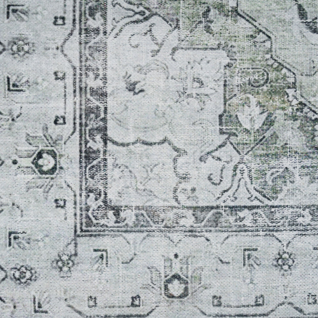 Flatwoven Washable Light Green Bordered Area Rug - Rumi