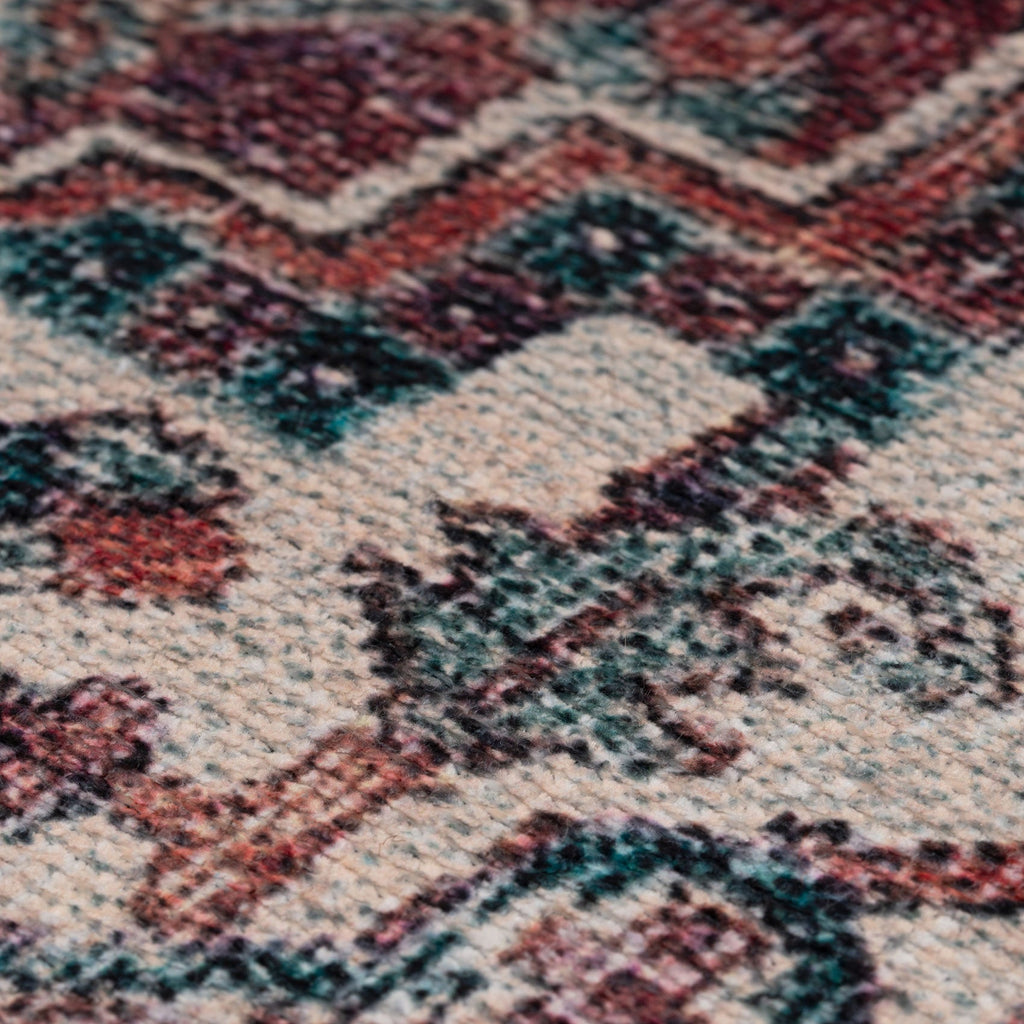 Flatwoven Washable Red Medallion Area Rug - Slaney