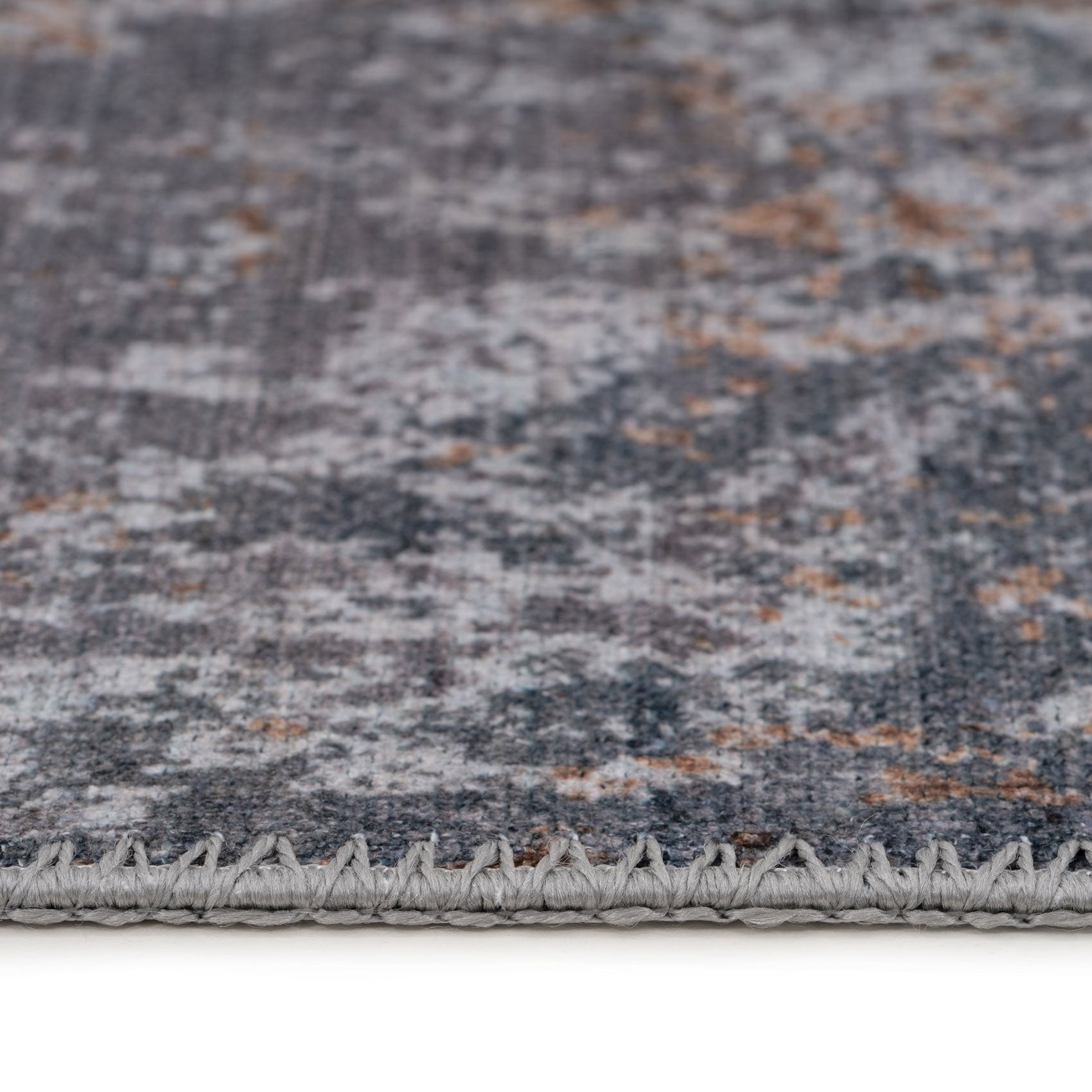 Washable Distressed Copper Blue Runner - Tobin