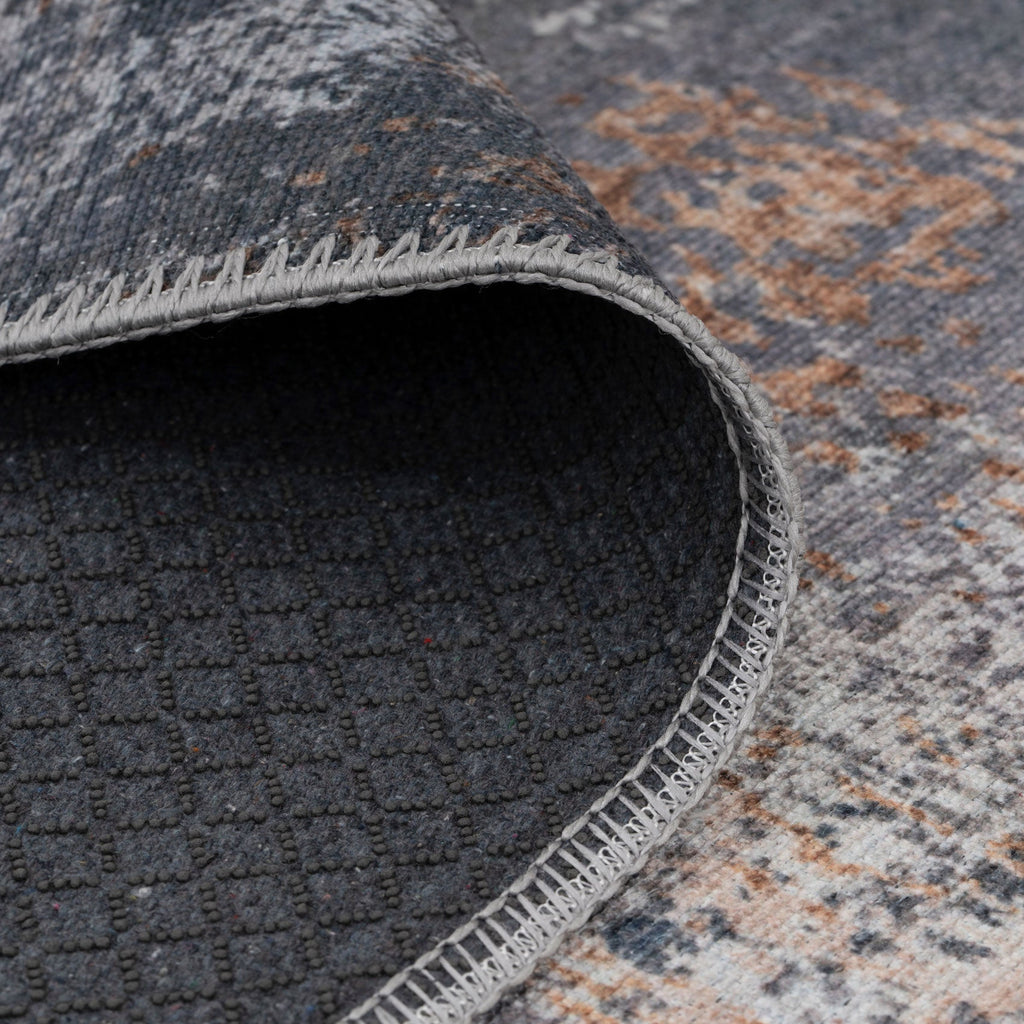 Flatwoven Washable Distressed Copper Blue Rug - Tobin