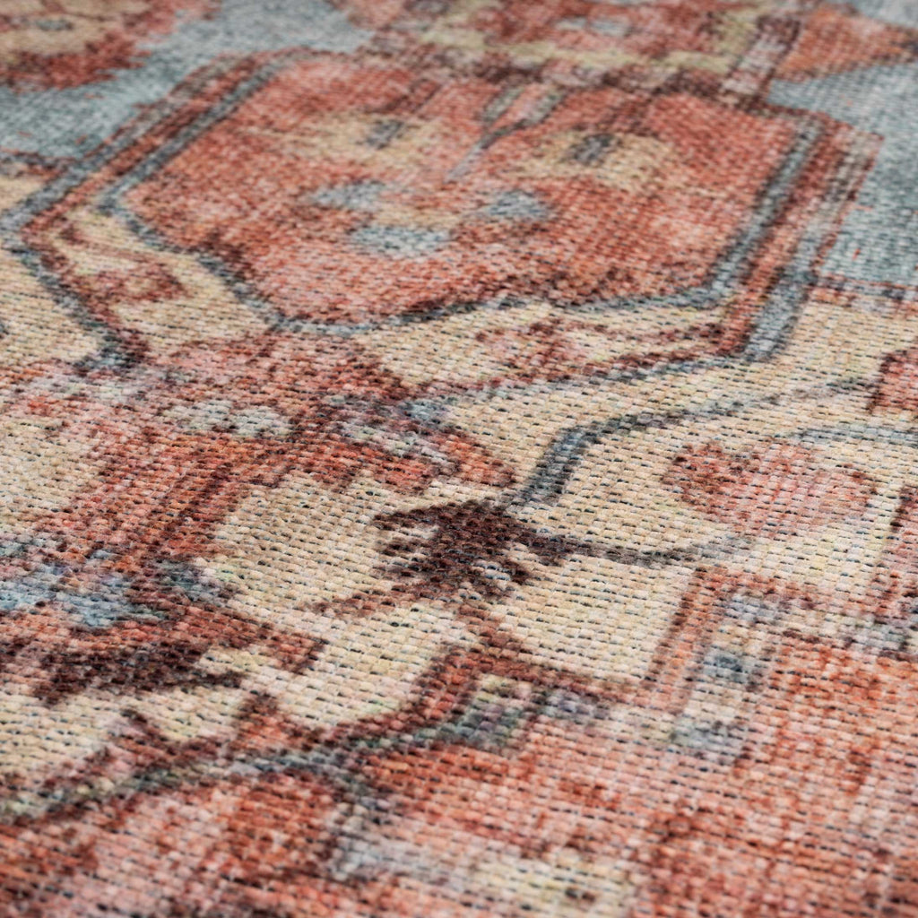 Flatwoven Washable Distressed Terracotta Aztec Runner - Yana