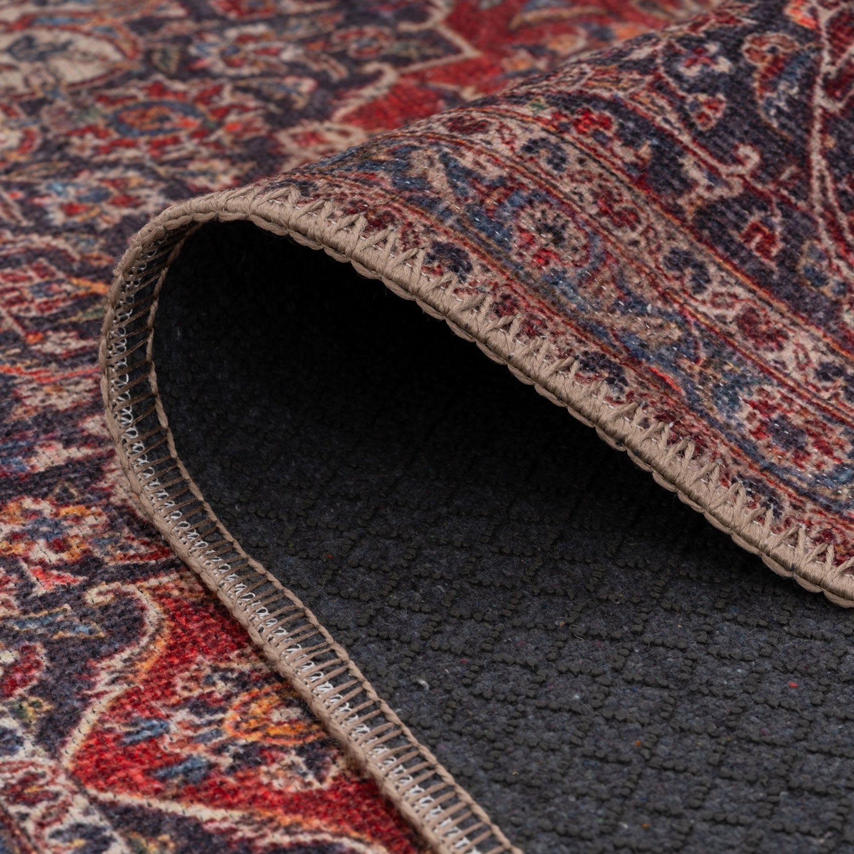 Flatwoven Washable Red Oriental Runner - Tullow
