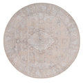 Flatwoven Washable Traditional Beige Circle Rug