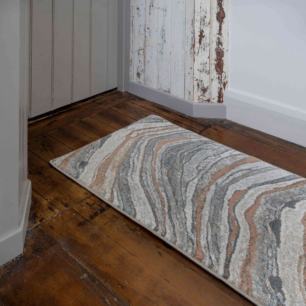 Soft Modern Blue Natural Waves Living Room Rugs