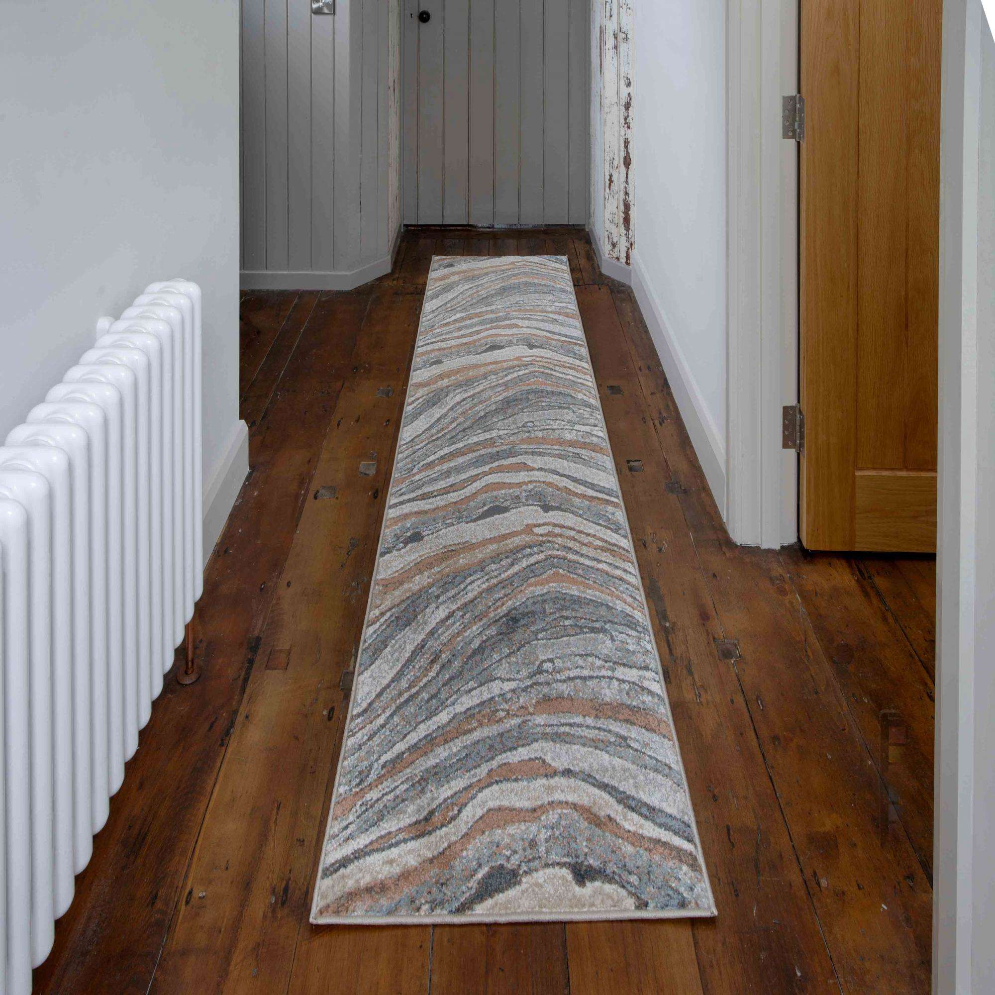 Soft Modern Blue Natural Waves Living Room Rugs