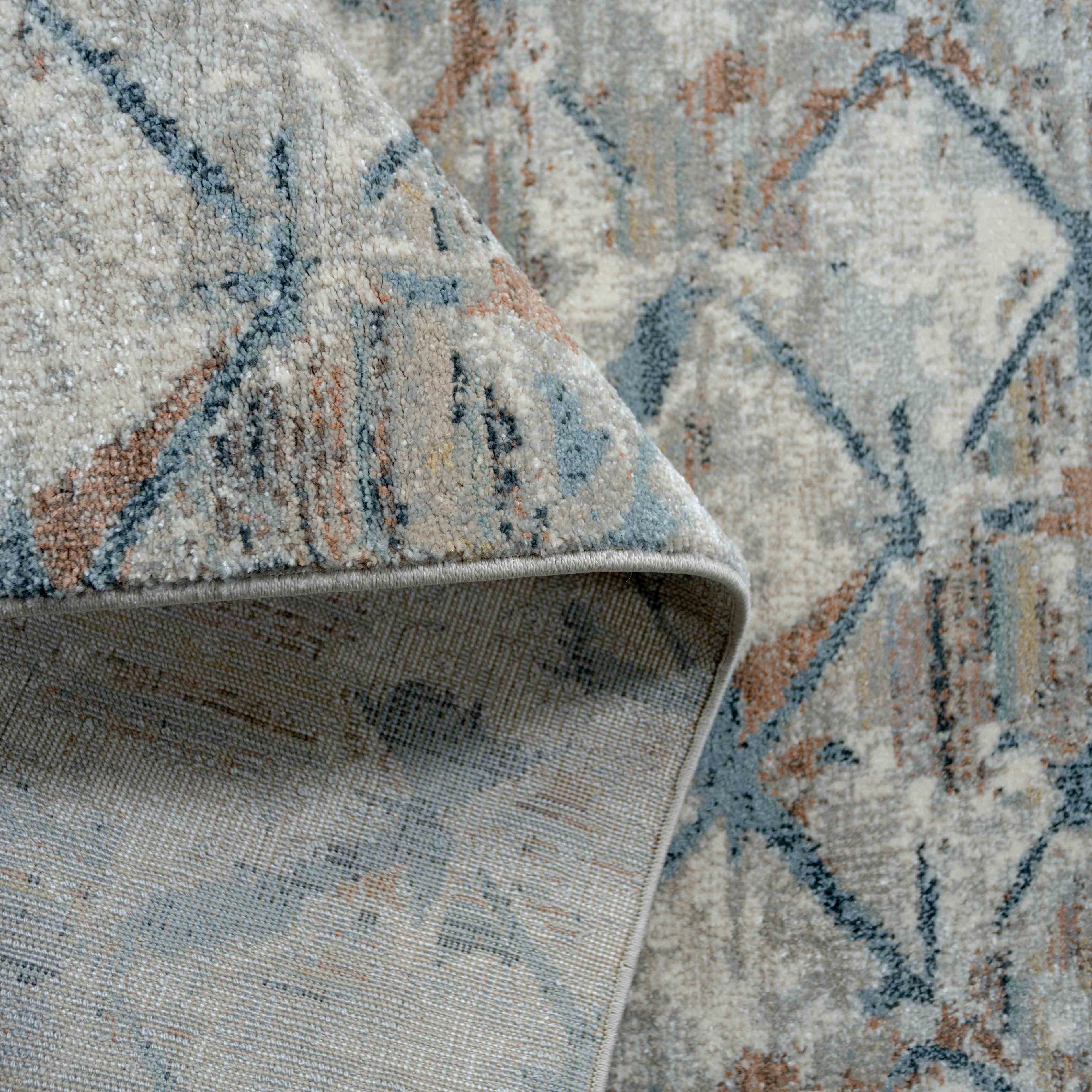 Blue Distressed Waves Runner Rug - Laurie