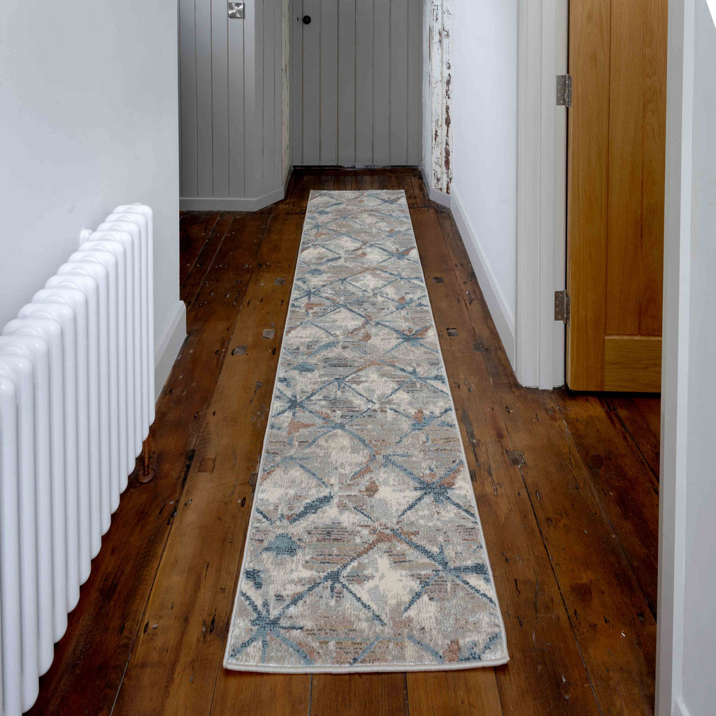 Blue Distressed Waves Runner Rug - Laurie