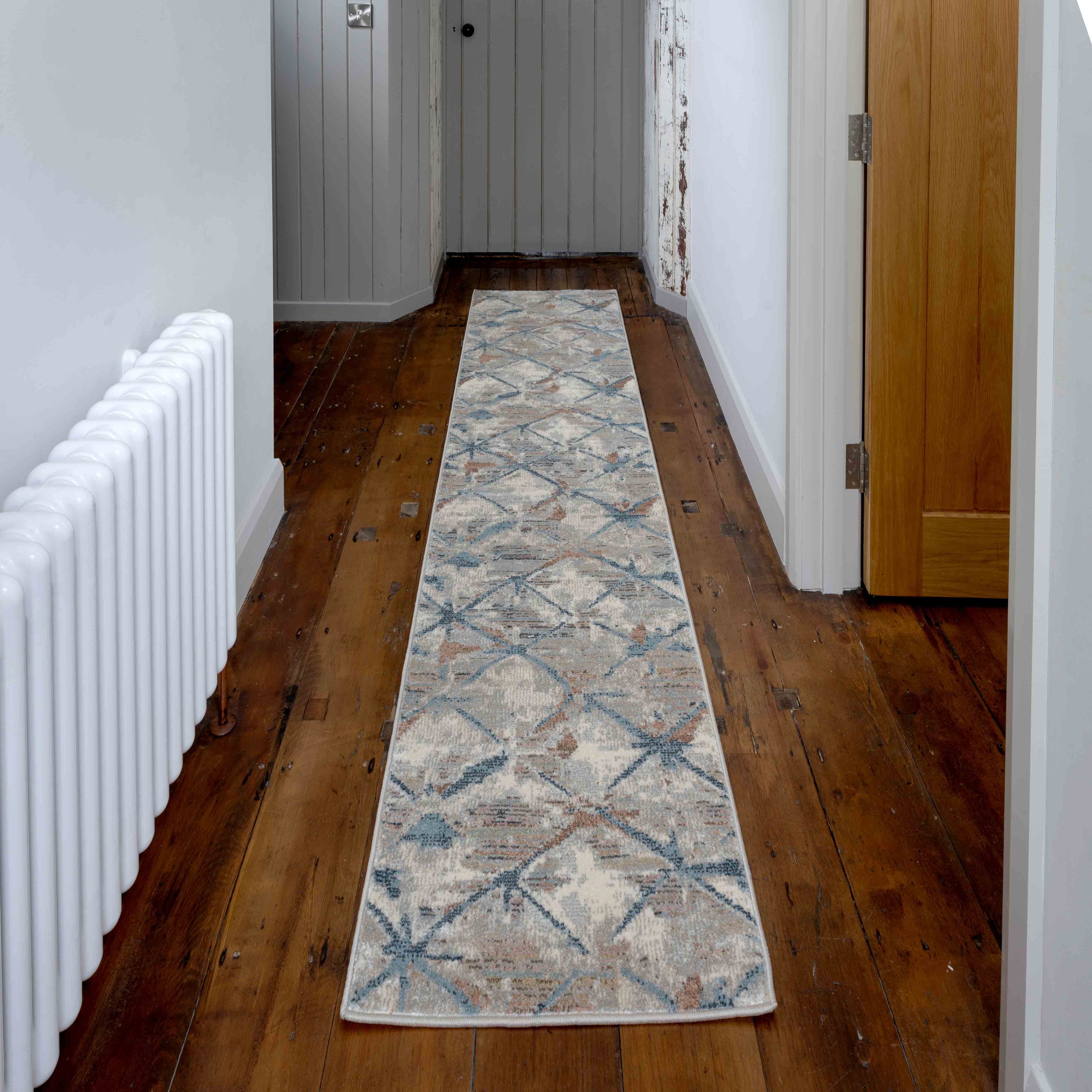 Blue Distressed Waves Runner Rug - Laurie