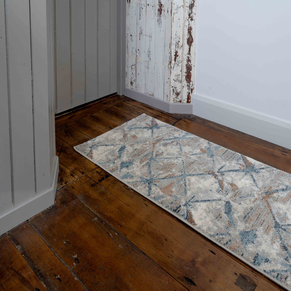 Blue Distressed Waves Runner Rug - Laurie