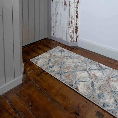 Blue Distressed Waves Runner Rug - Laurie