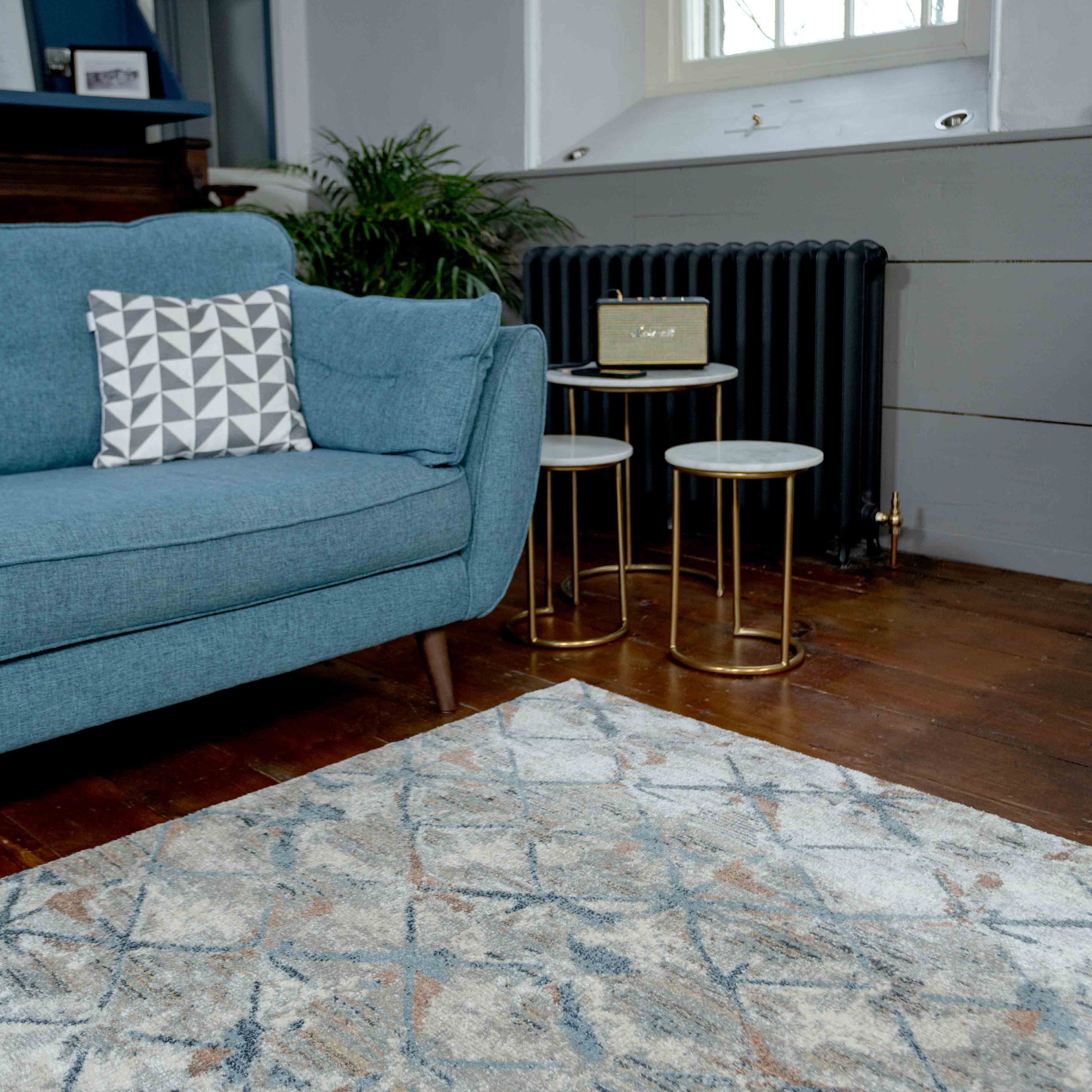 Blue Distressed Waves Runner Rug - Laurie