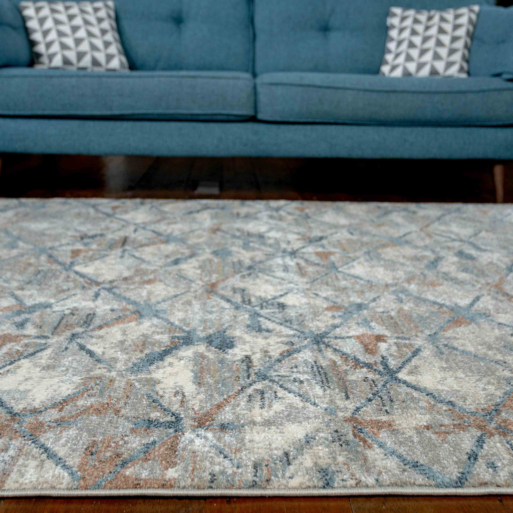 Blue Distressed Waves Runner Rug - Laurie
