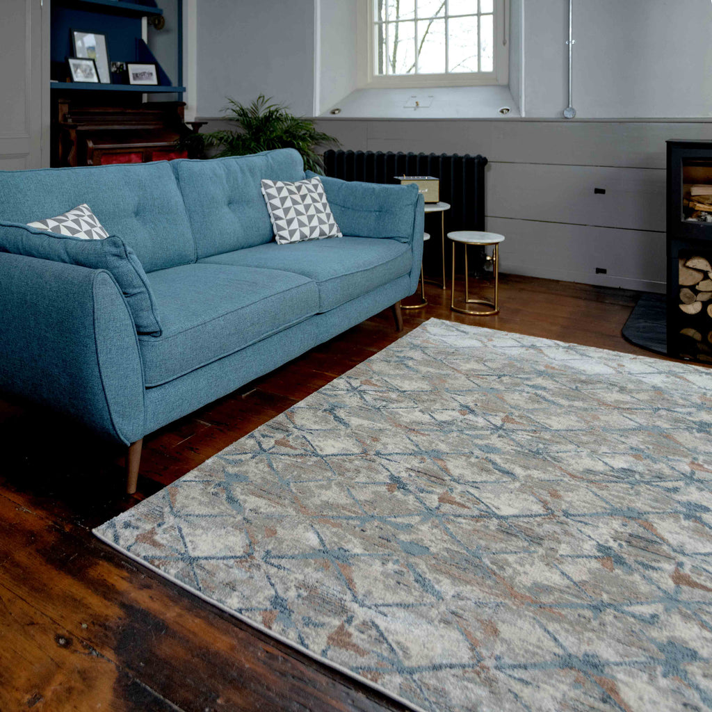 Blue Distressed Waves Runner Rug - Laurie