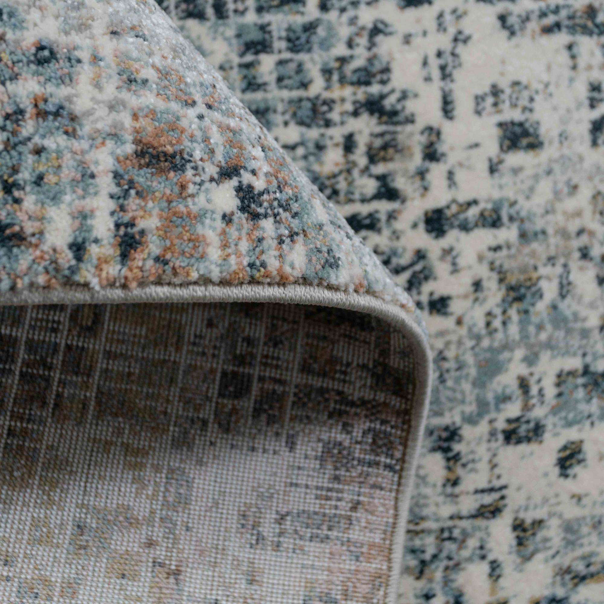 Soft Modern Blue Distressed Abstract Bedroom Rugs - Minuet