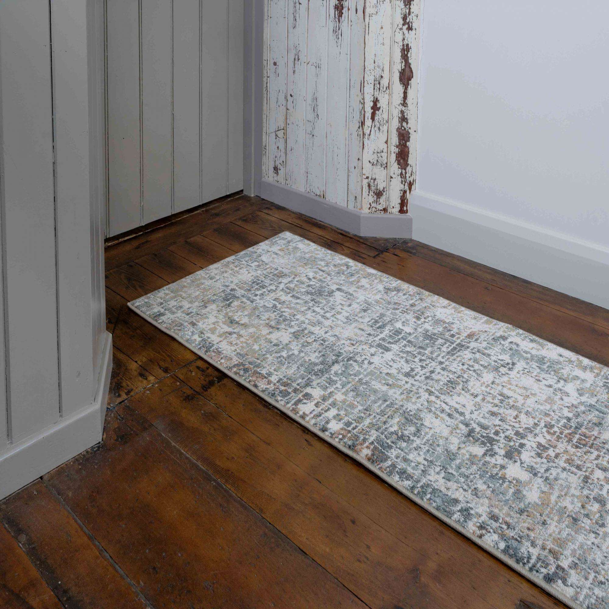 Soft Modern Blue Distressed Abstract Bedroom Rugs - Minuet