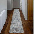 Soft Modern Blue Distressed Abstract Hall Runner Rugs