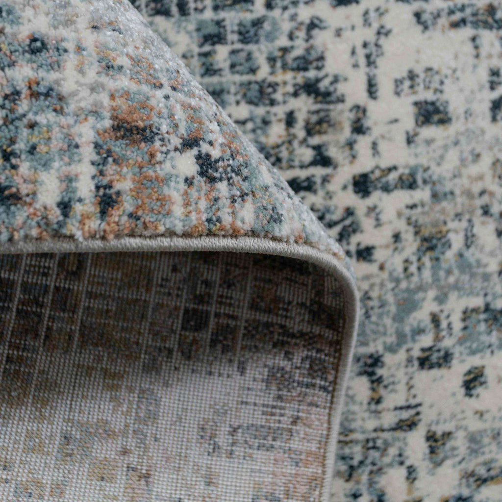 Soft Modern Blue Distressed Abstract Hall Runner Rugs