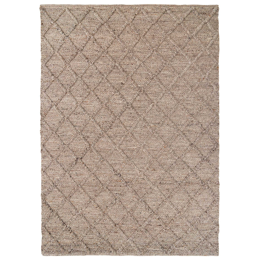 Handmade Beige Trellis Wool Area Rug - Diamond