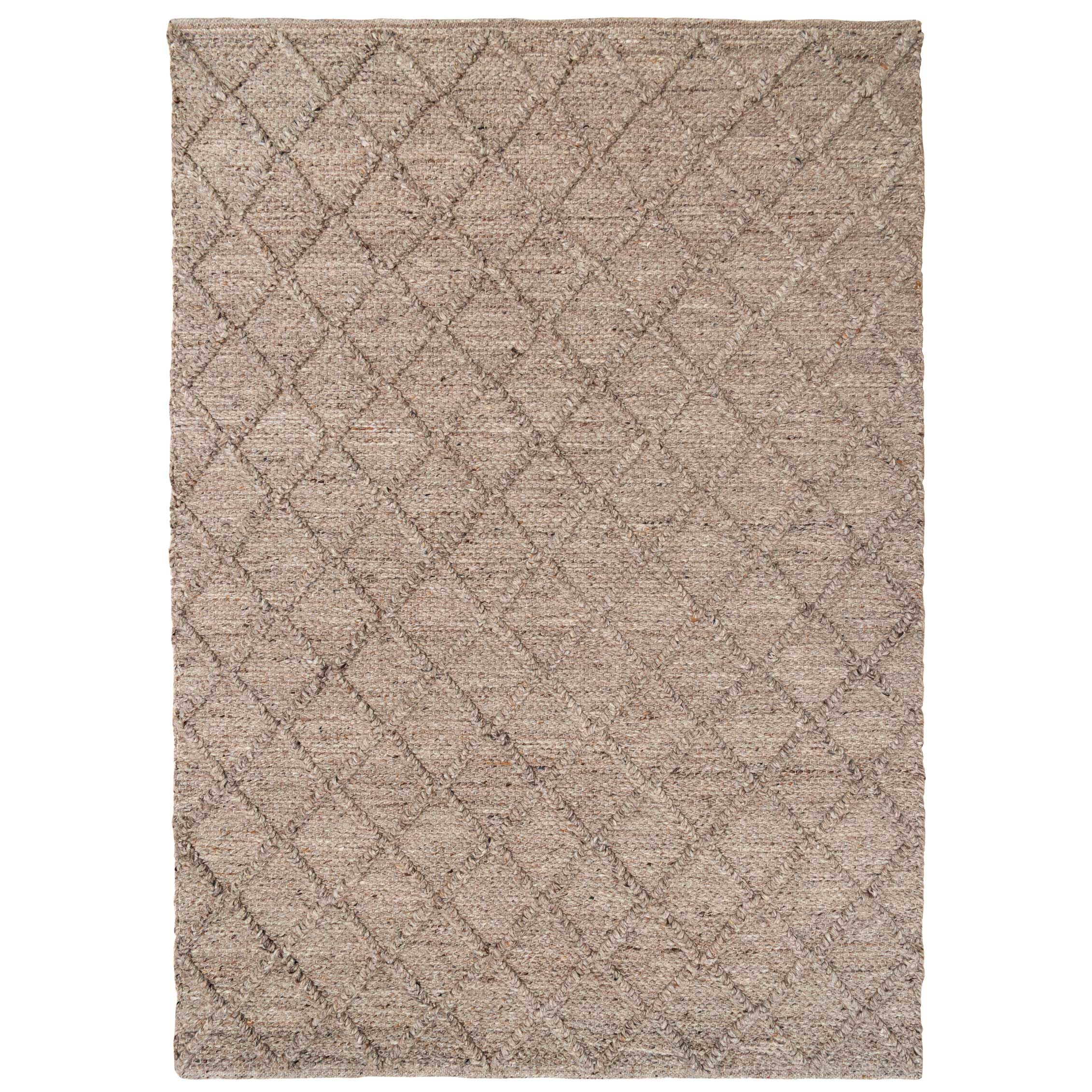 Handmade Beige Trellis Wool Area Rug - Diamond