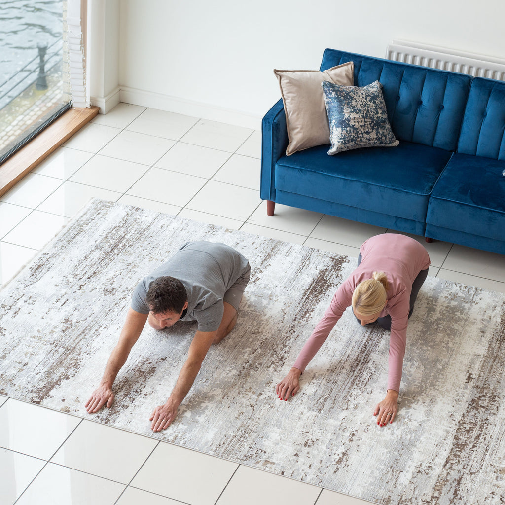 Soft Beige Modern Distressed Rug - Zoya