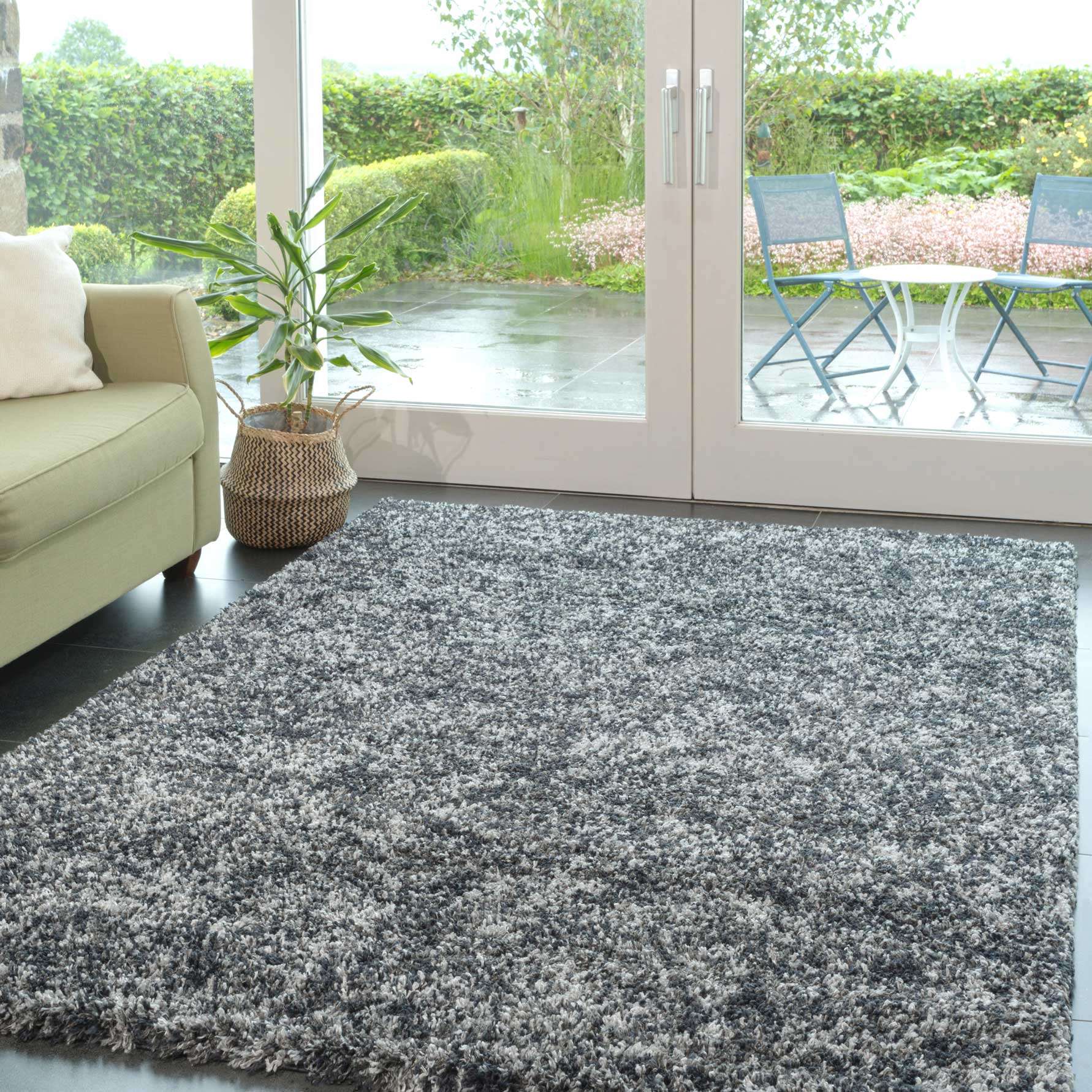Soft Mottled Grey Shaggy Area Rug - Camberley