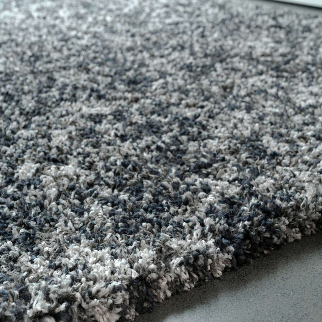 Soft Mottled Grey Shaggy Area Rug - Camberley