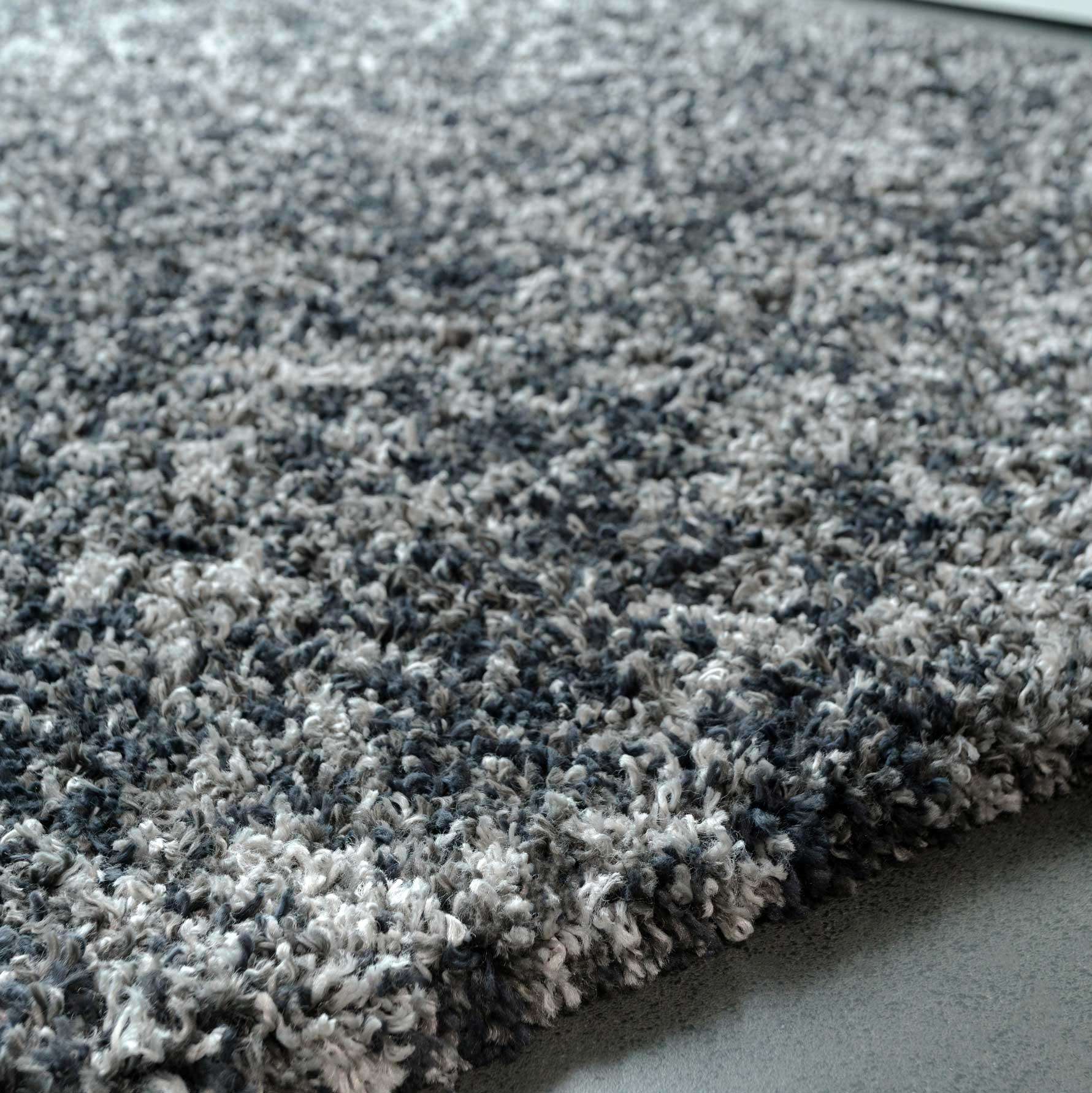 Soft Mottled Grey Shaggy Area Rug - Camberley