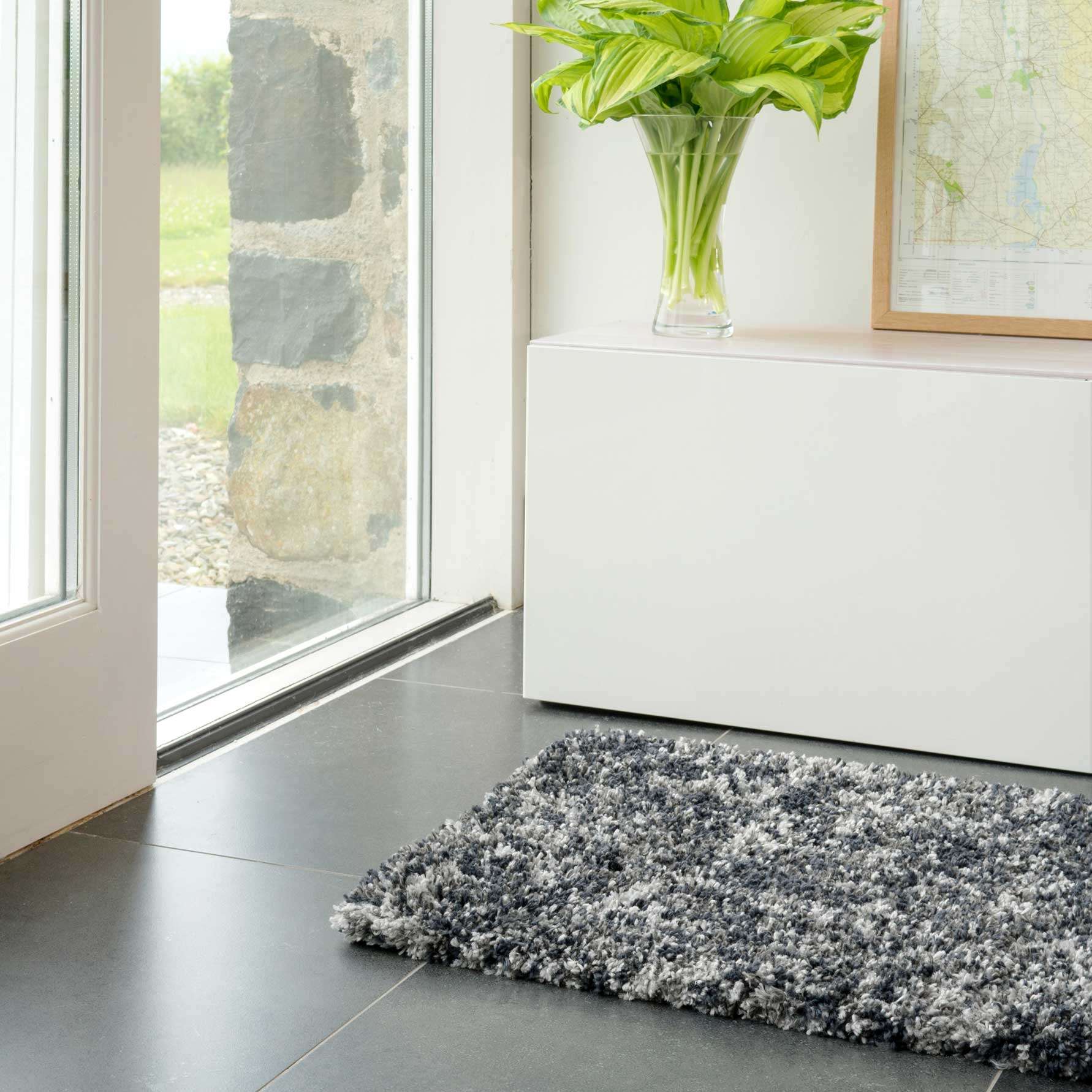 Soft Mottled Grey Shaggy Area Rug - Camberley