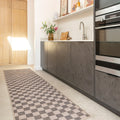 Washable Brown Checkerboard Jute Style Runner - Juno